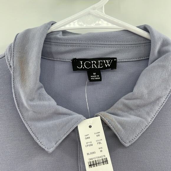 J. Crew Women's Refined rib long-sleeve polo shirt - Periwinkle - Medium - NWT - Picture 3 of 8